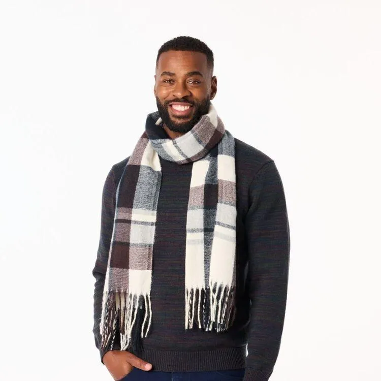 JC Lanyon Men's Check Scarf Navy One Size