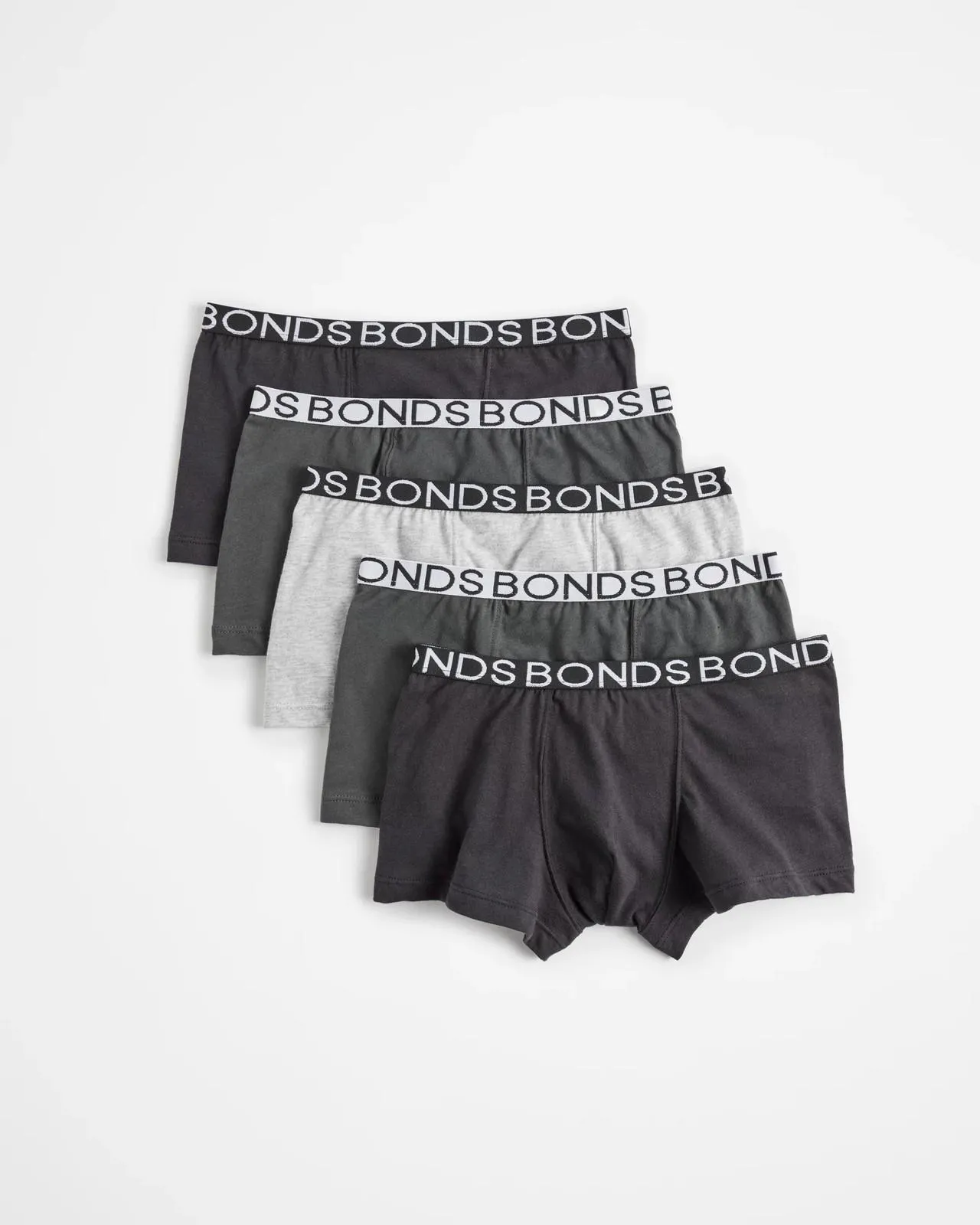 Bonds Boys Trunks 5 Pack - Grey / Multi
