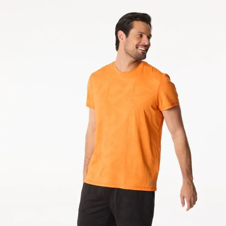 NMA Jacquard Men's 3D Print Short Sleeve Tee Orange Multicoloured