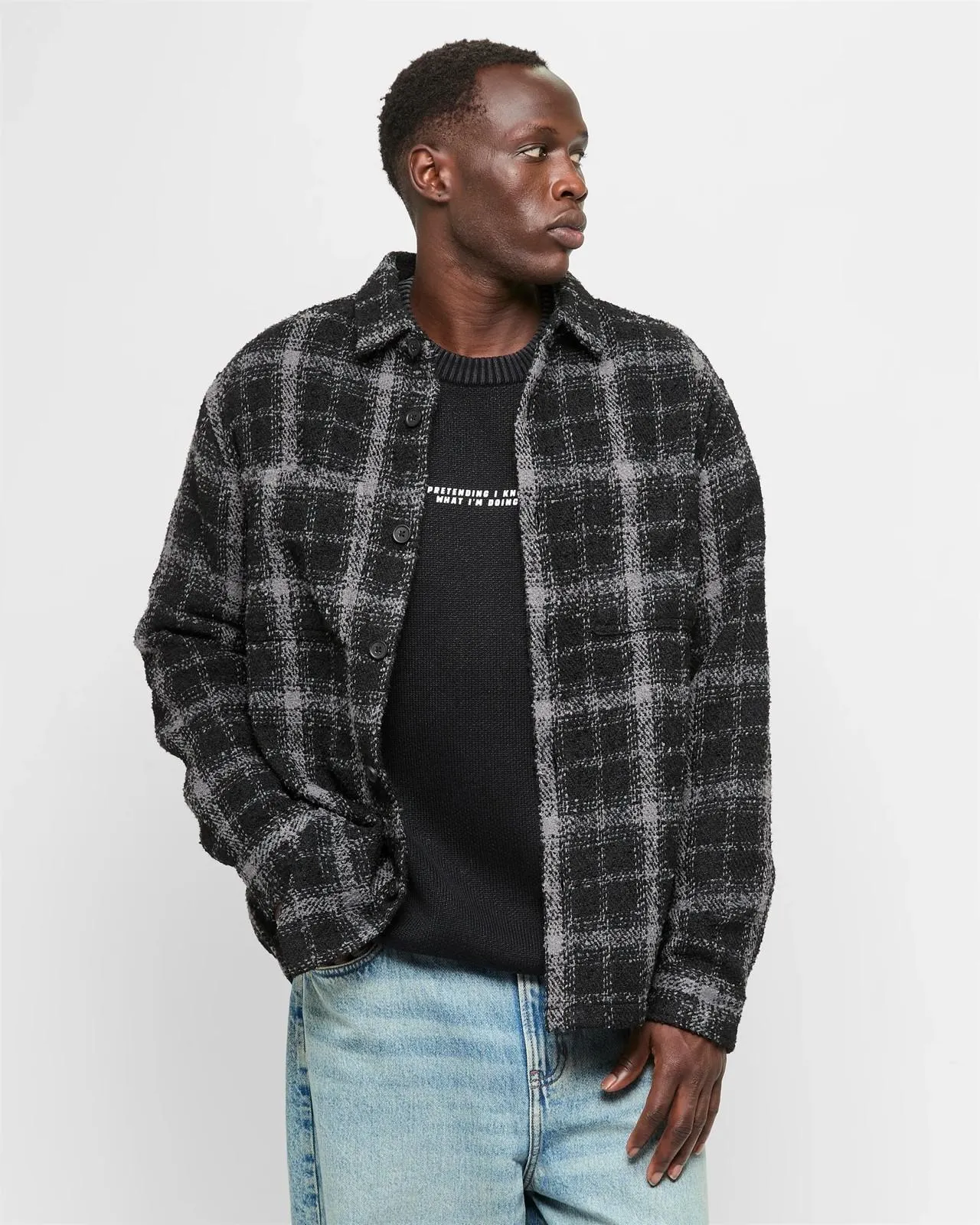 Long Sleeve Flannelette Over Shirt - Commons - Black