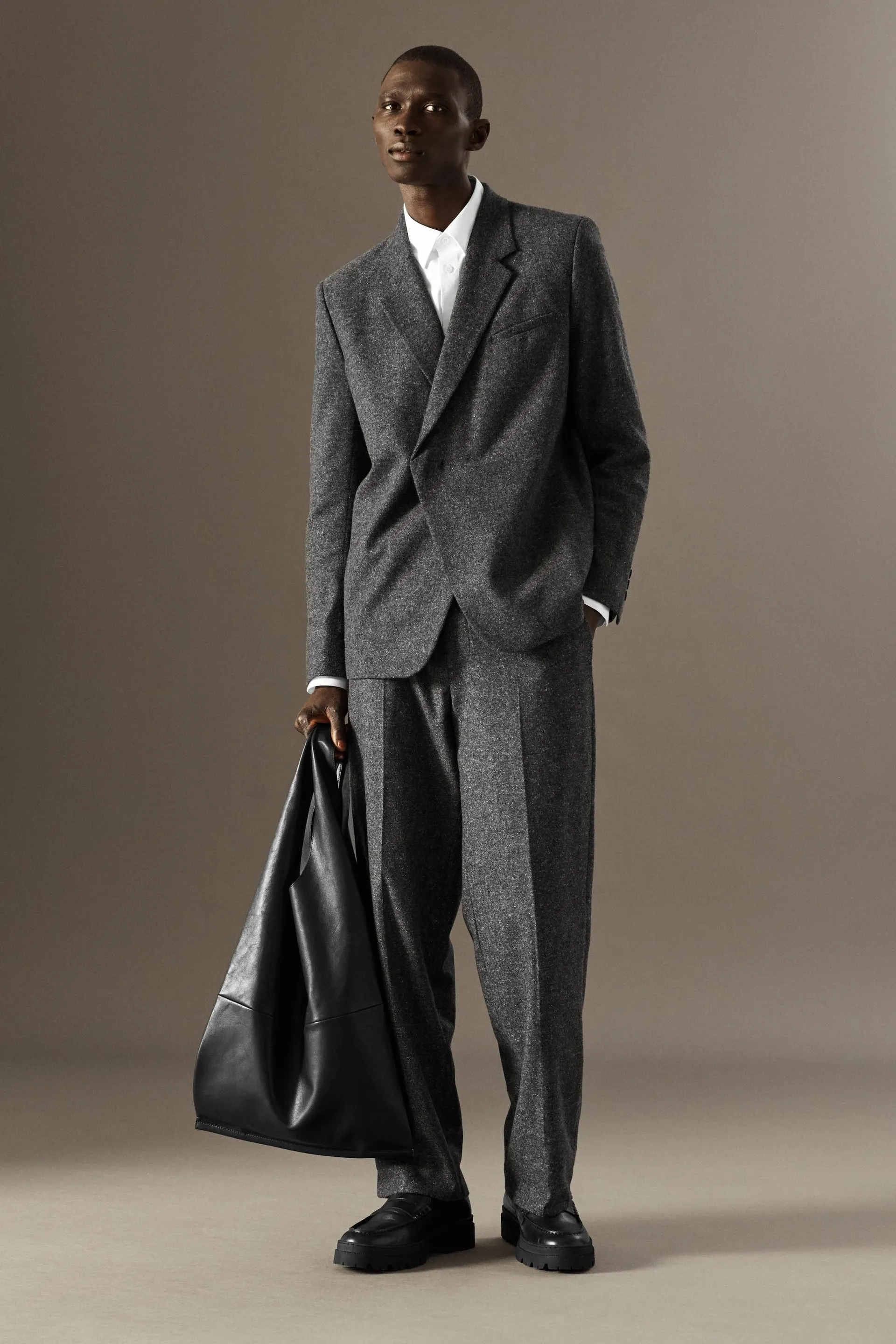 BRUSHED-WOOL PANTS - STRAIGHT