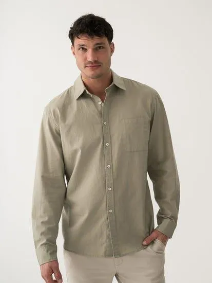 Pacifica Long Sleeve Linen Blend Shirt Khaki