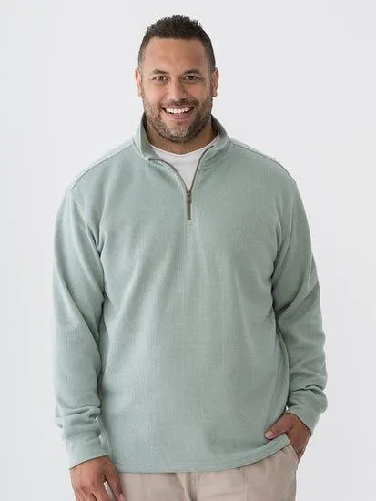 Big Mens 1/4 Zip Sueded Rib Top Sage