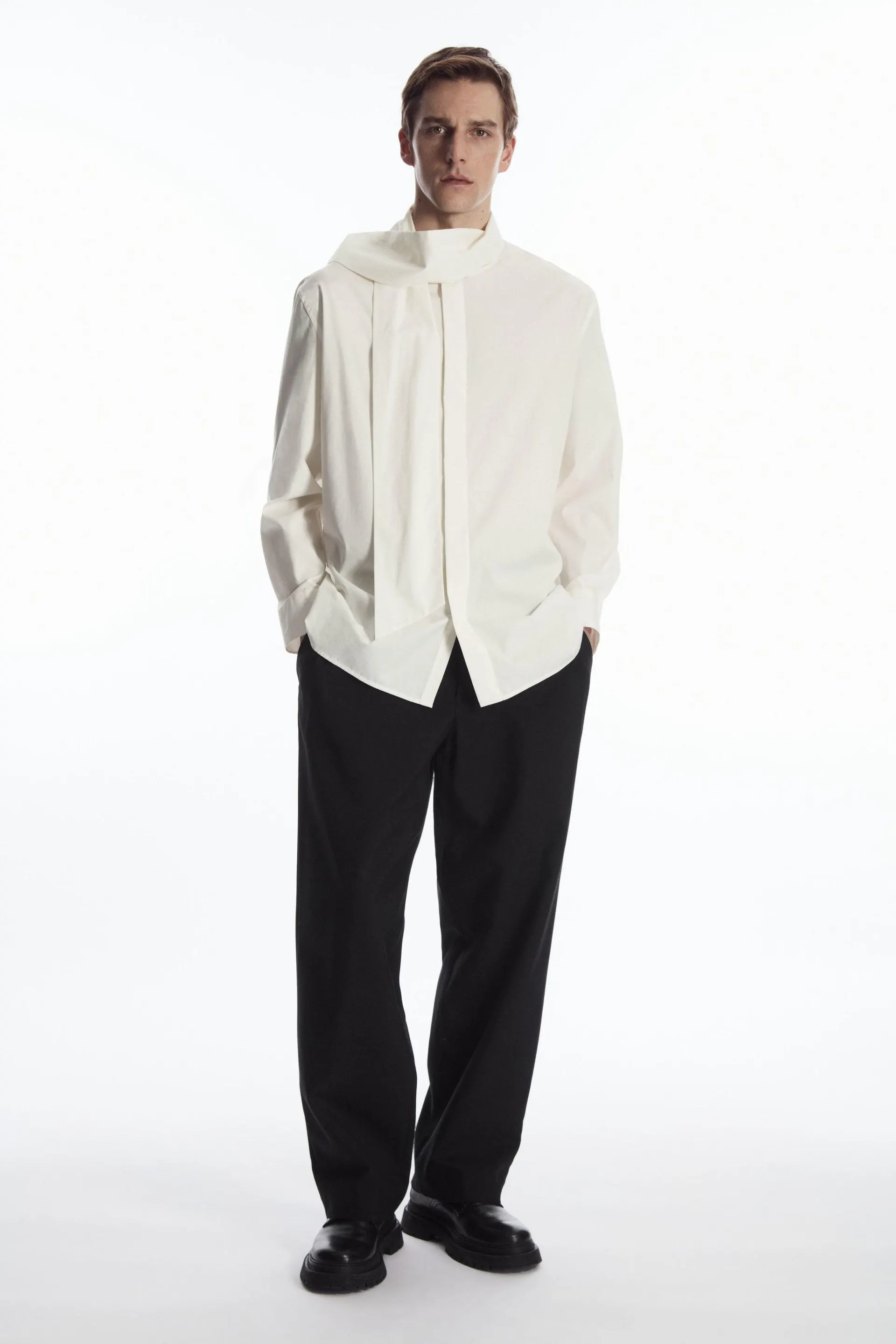 TIE-NECK FORMAL SHIRT - OVERSIZED