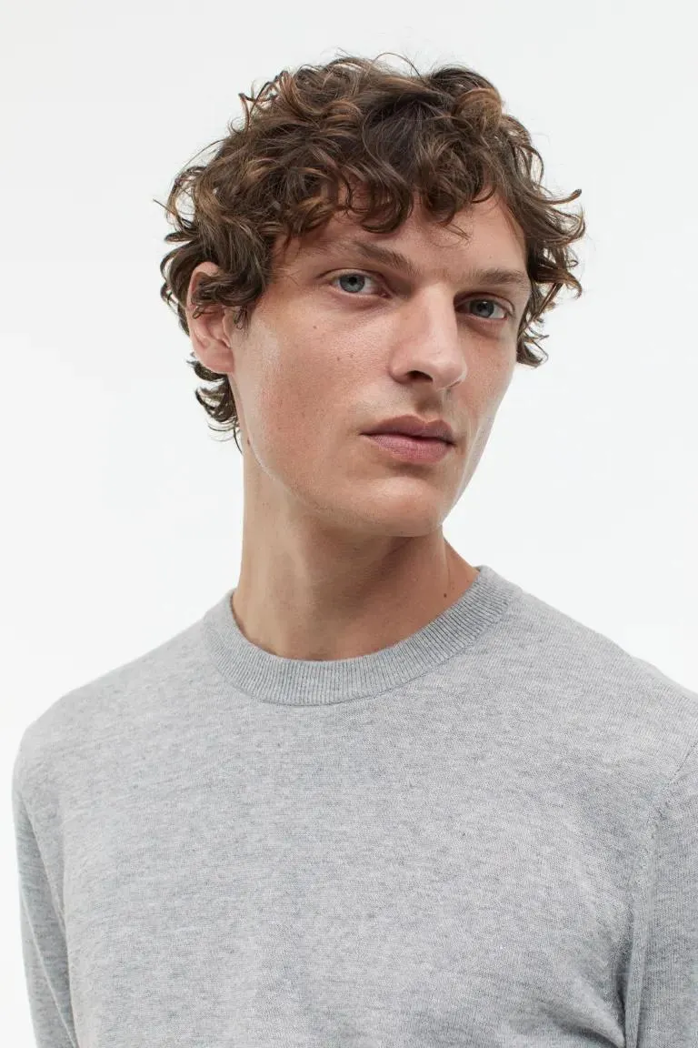 Slim Fit Fine Knit Cotton Sweater