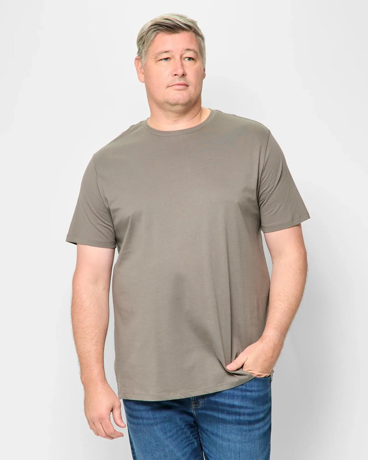 Plus Size Australian Cotton Crew T-Shirt - Mushroom