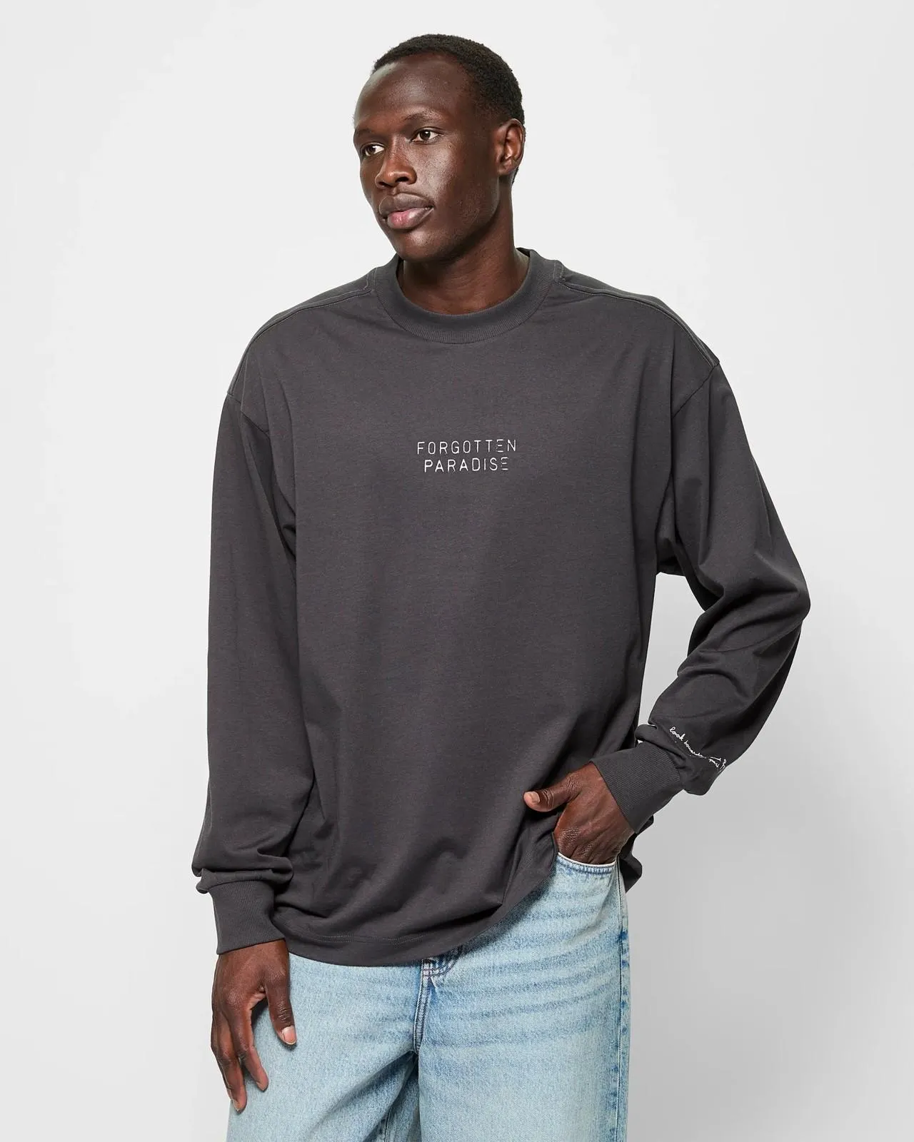 Australian Cotton Long Sleeve Graphic T-Shirt - Commons - Black