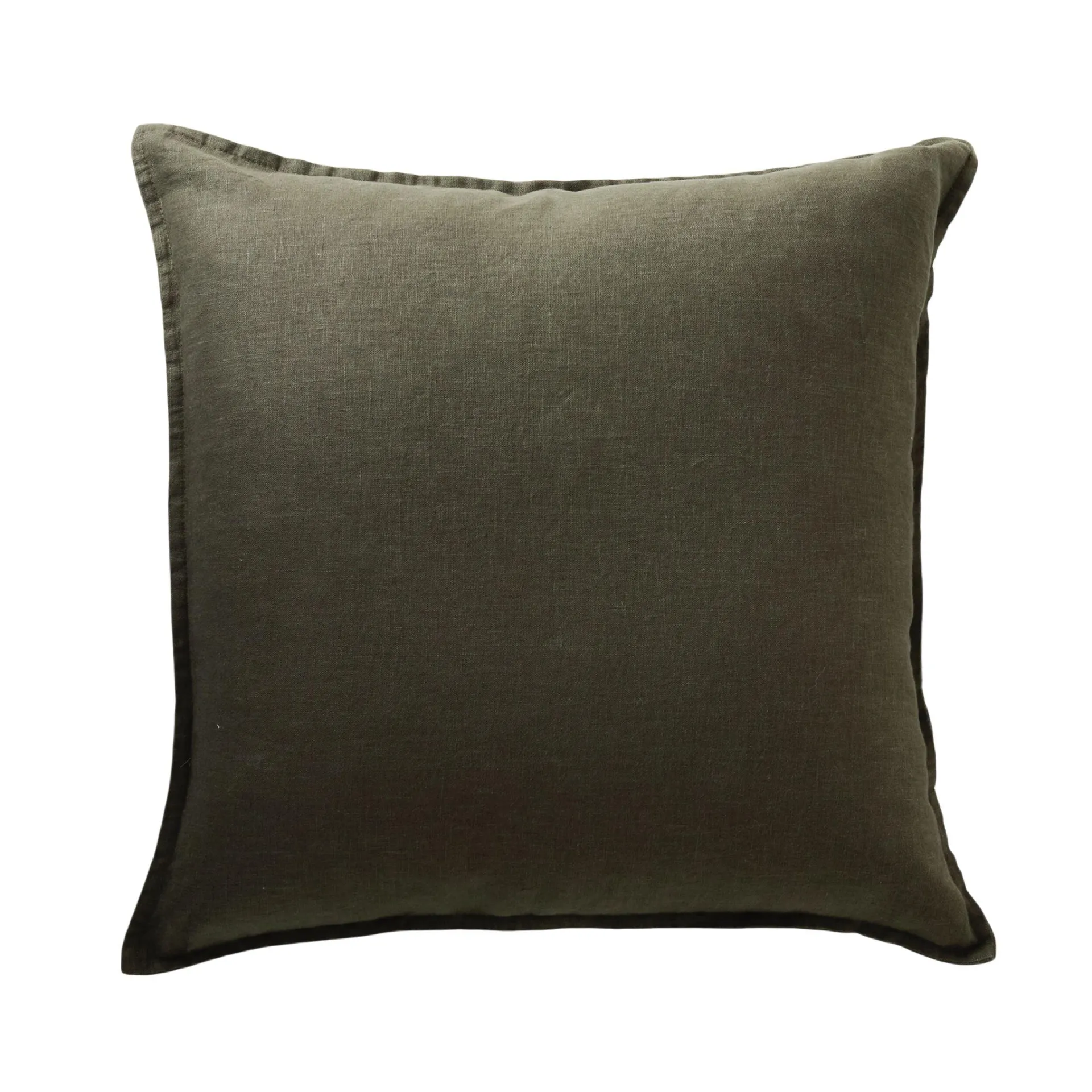 Hamptons French Linen Cushion Dark Olive Green 50x50cm