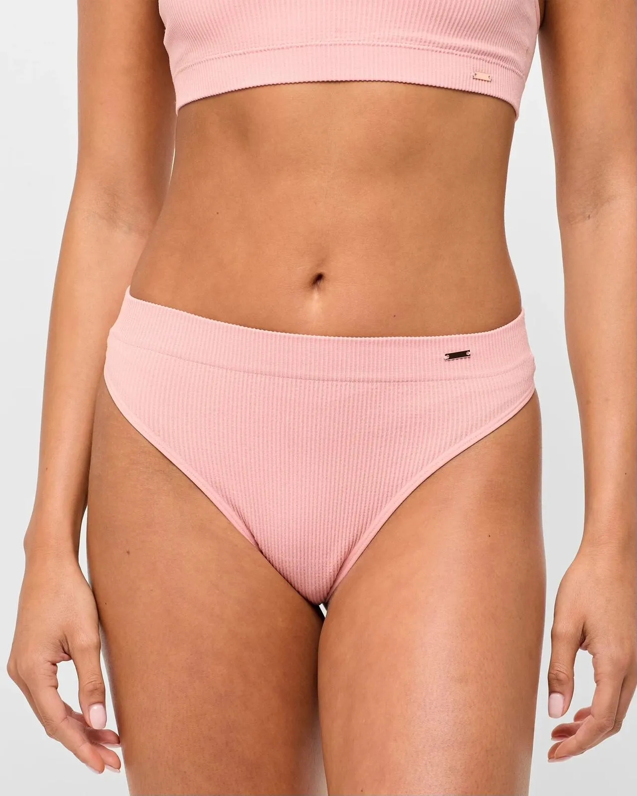 Ribbed Seamfree High Waisted G-String Briefs - Lily Loves - Mellow Rose