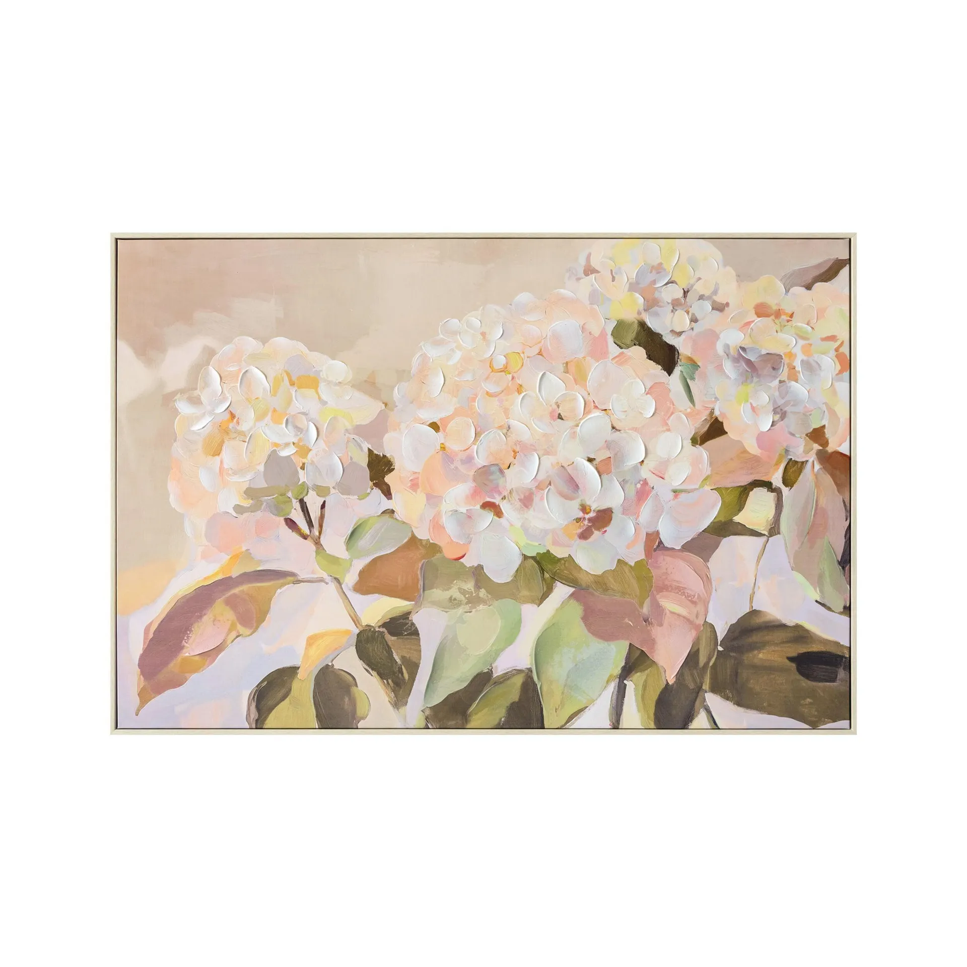 Hydrangea Blush Framed Textured Print 120x80cm