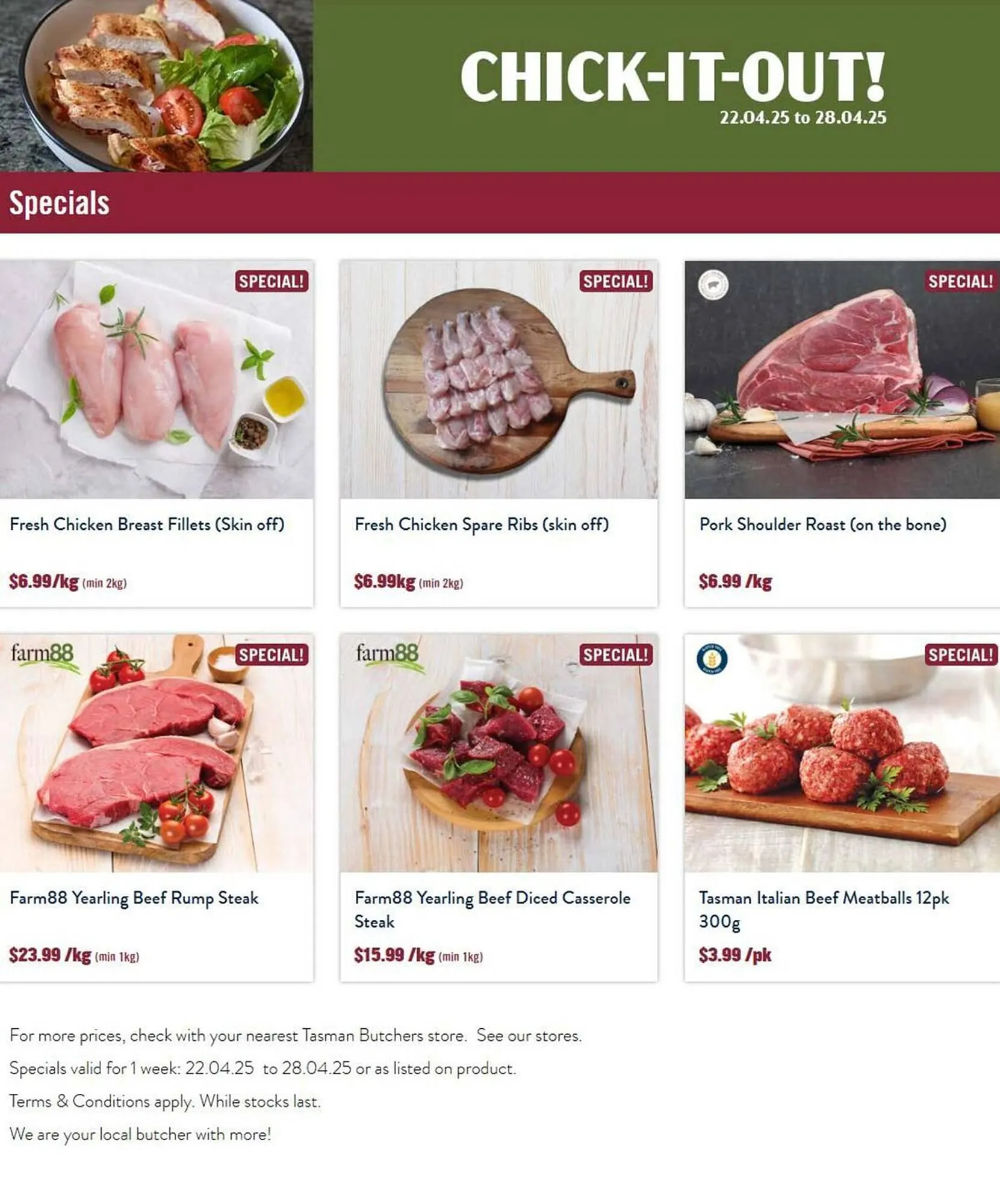 Tasman Butchers catalogue - Catalogue valid from 22 April to 28 April 2025 - page 1