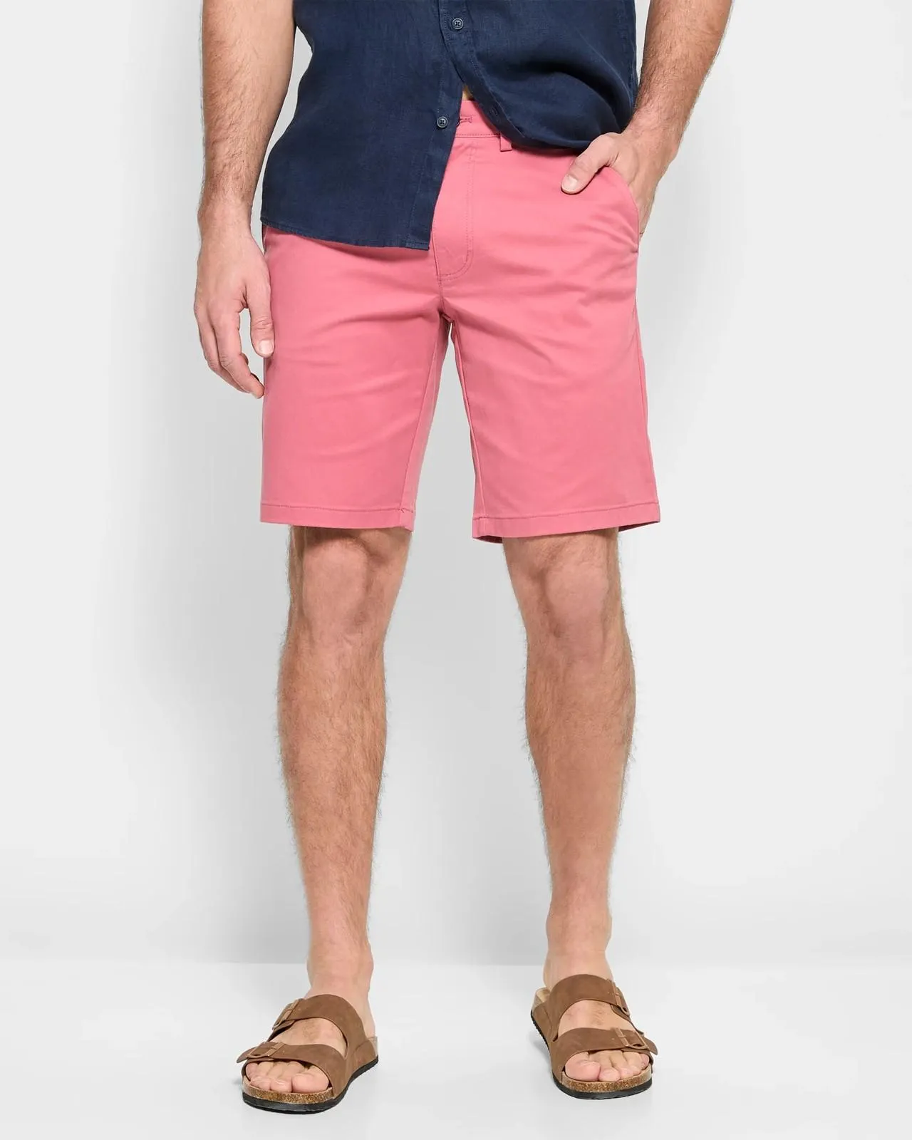 Australian Cotton Regular Stretch Chino Shorts - Washed Red