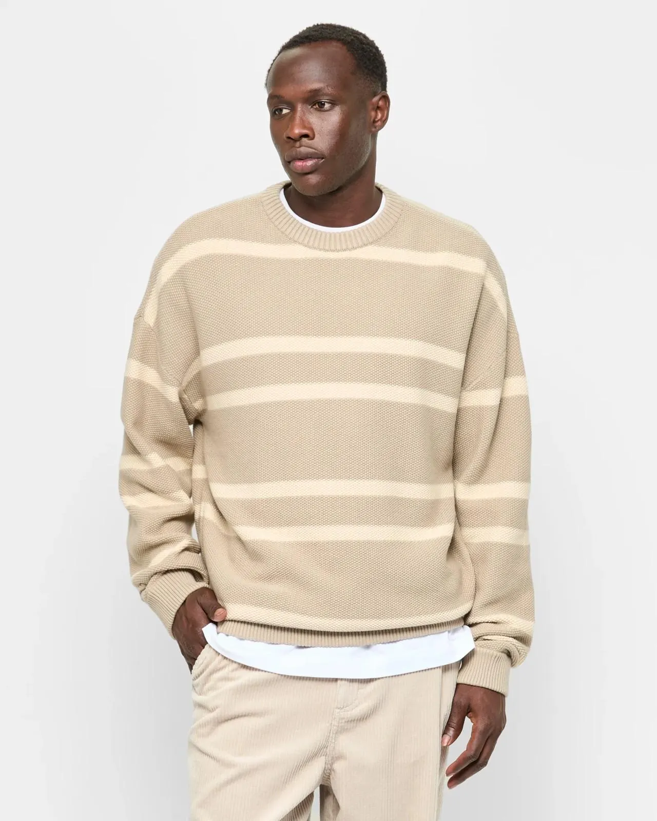Australian Cotton Stripe Knit Jumper - Commons - Cream
