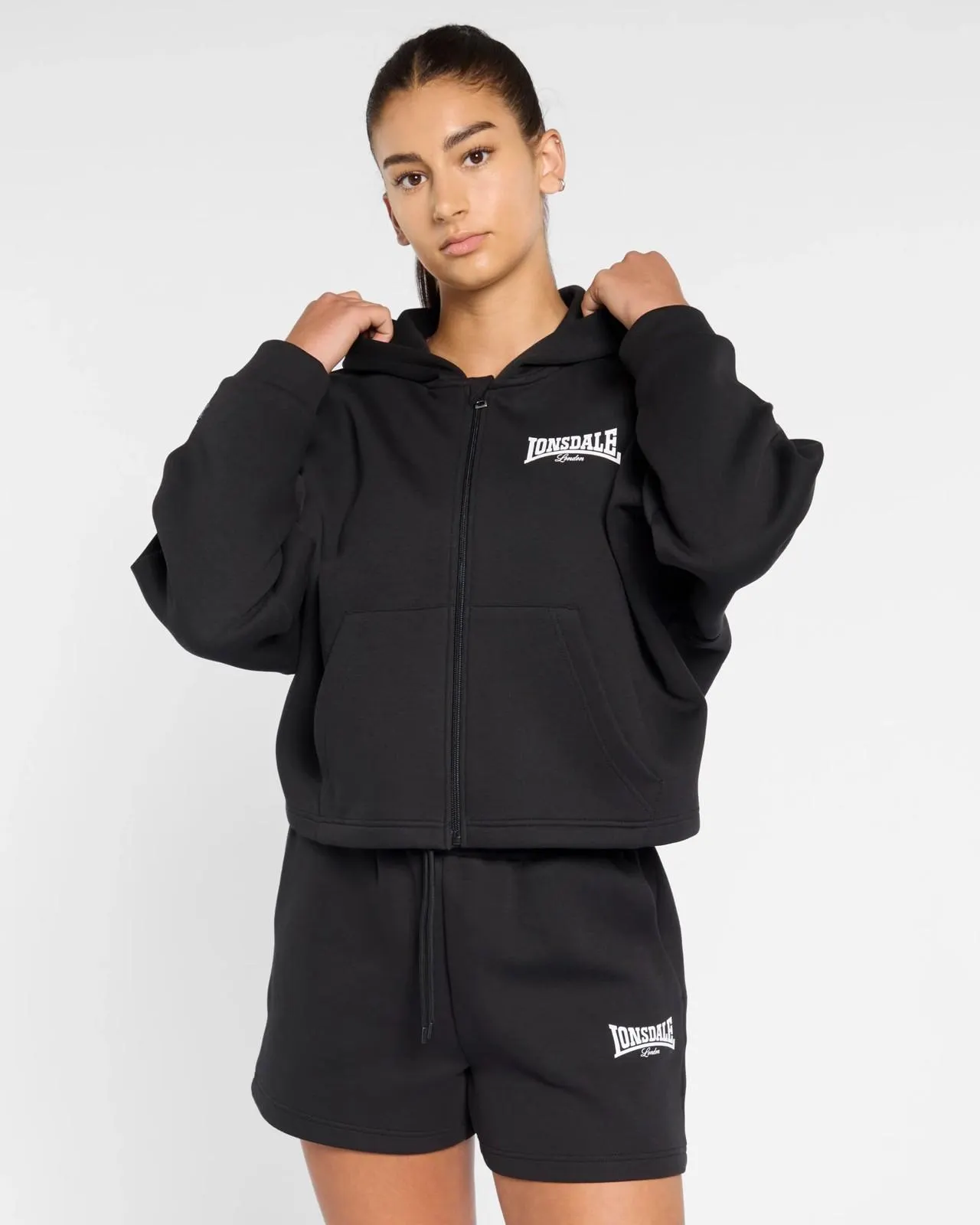 Double Knit Zip Through Hoodie - Lonsdale London - Black