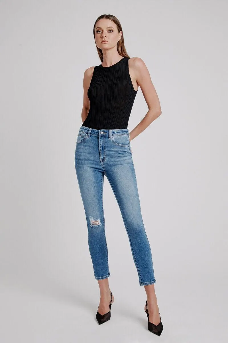 khloe hi crop jeans ⅱ in dark denim