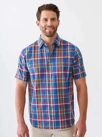 Elliotts Short Sleeve Shirt Denim Yellow Red Check
