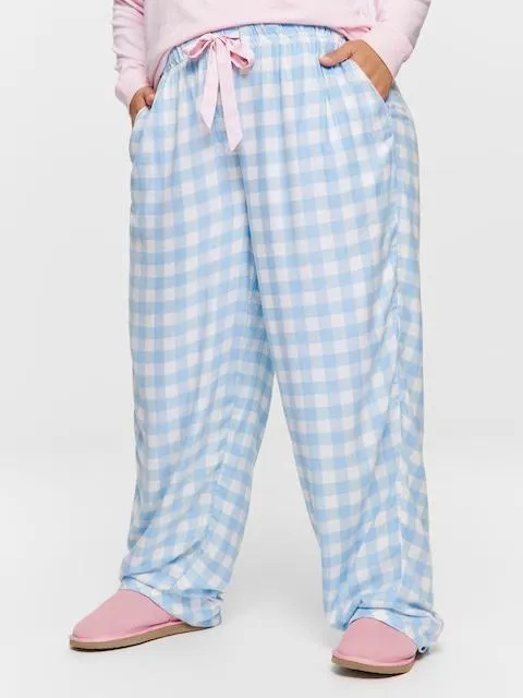 P.A. Plus Blue Gingham Flannelette Pj Pant