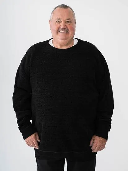 BigMens Crew Neck Bonded Fleece Tops Black