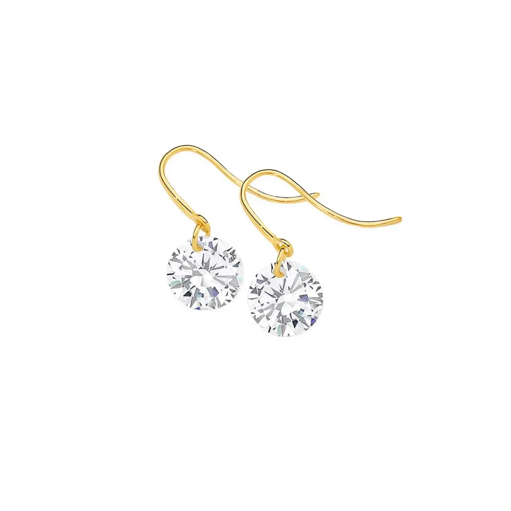 9ct Gold Cubic Zirconia Hook Earrings