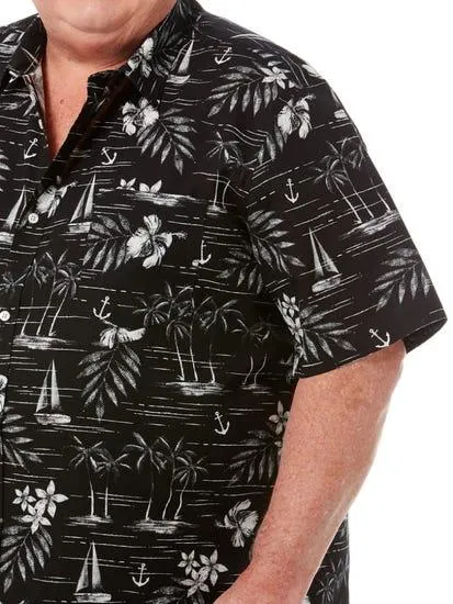 Big Mens Black Hawaiian Shirt