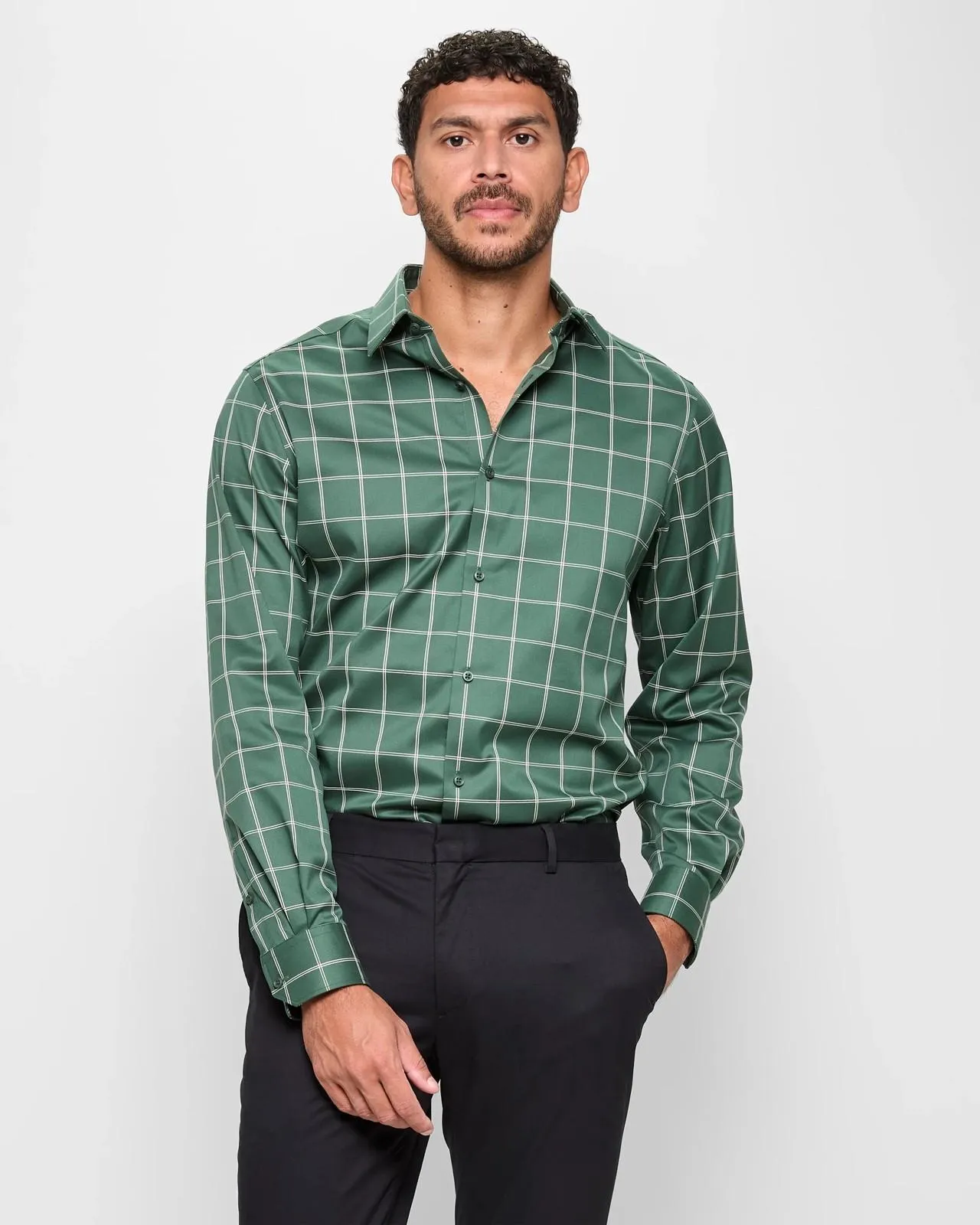 Non Iron Long Sleeve Business Shirt - Preview - Jungle Check