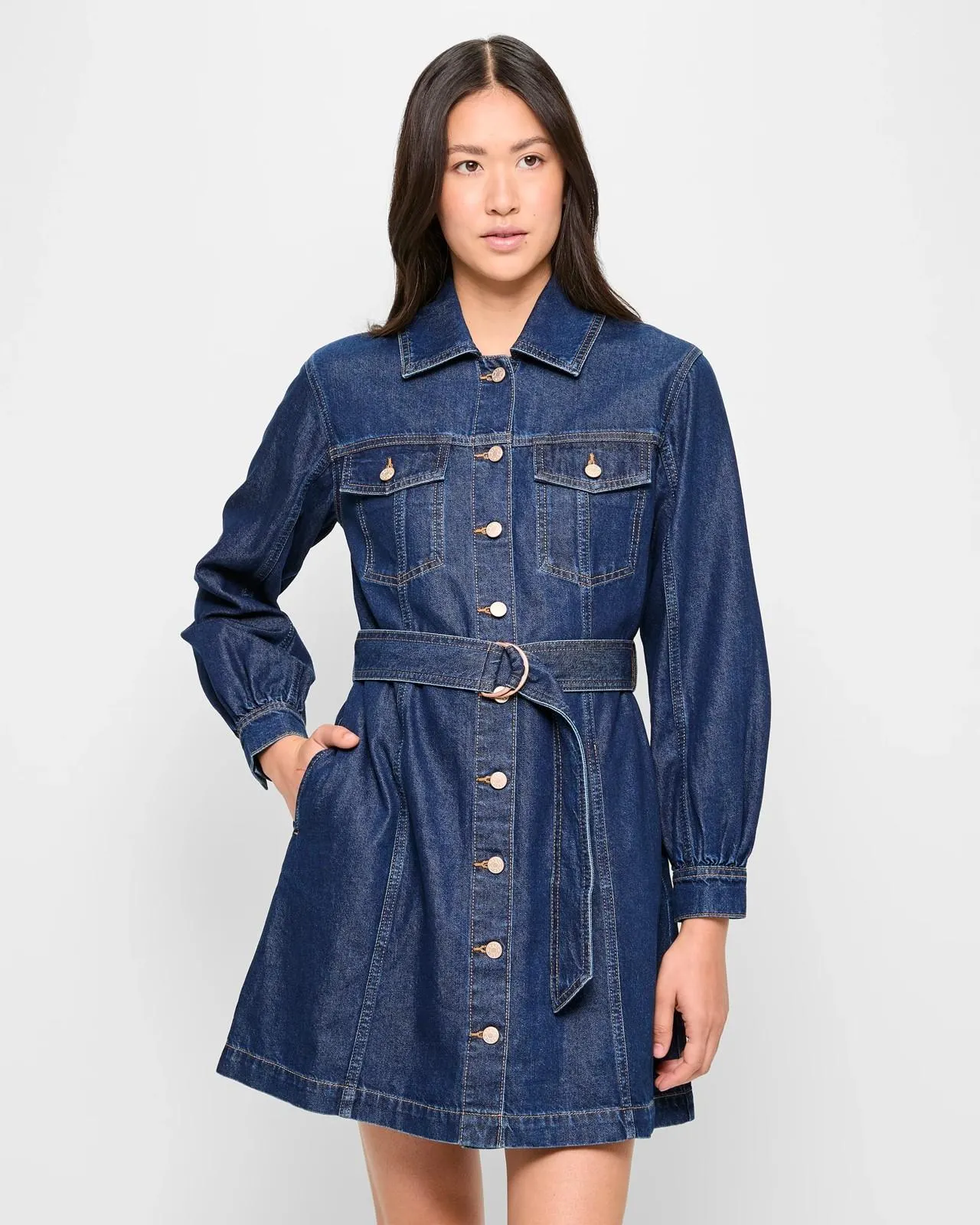 Mini Denim Shirt Dress - Original Indigo