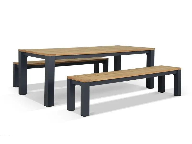 Corfu 6 Seater Outdoor Teak Bench Set