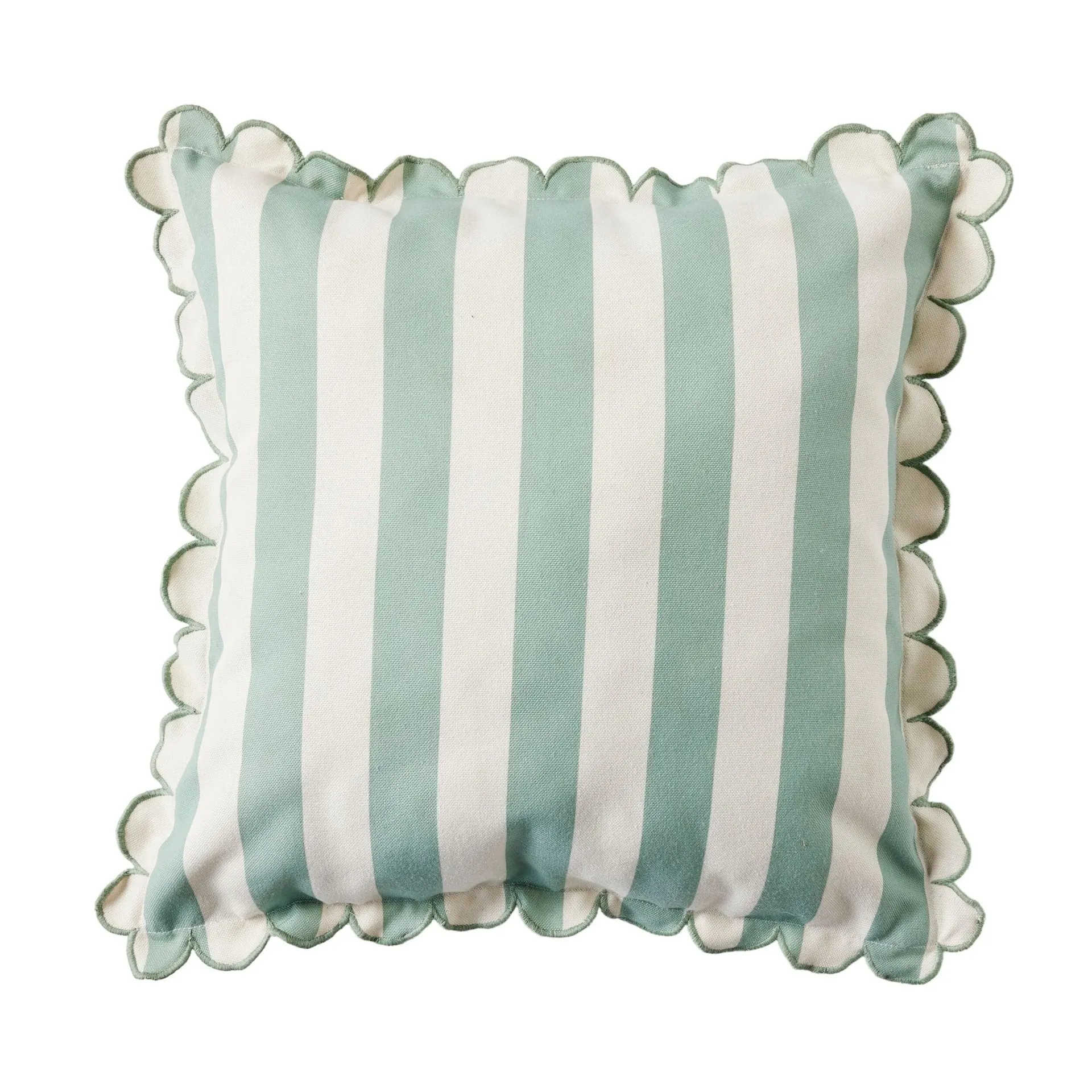 Aruba Scallop Edge Stripe Soft Green Cushion 45x45cm