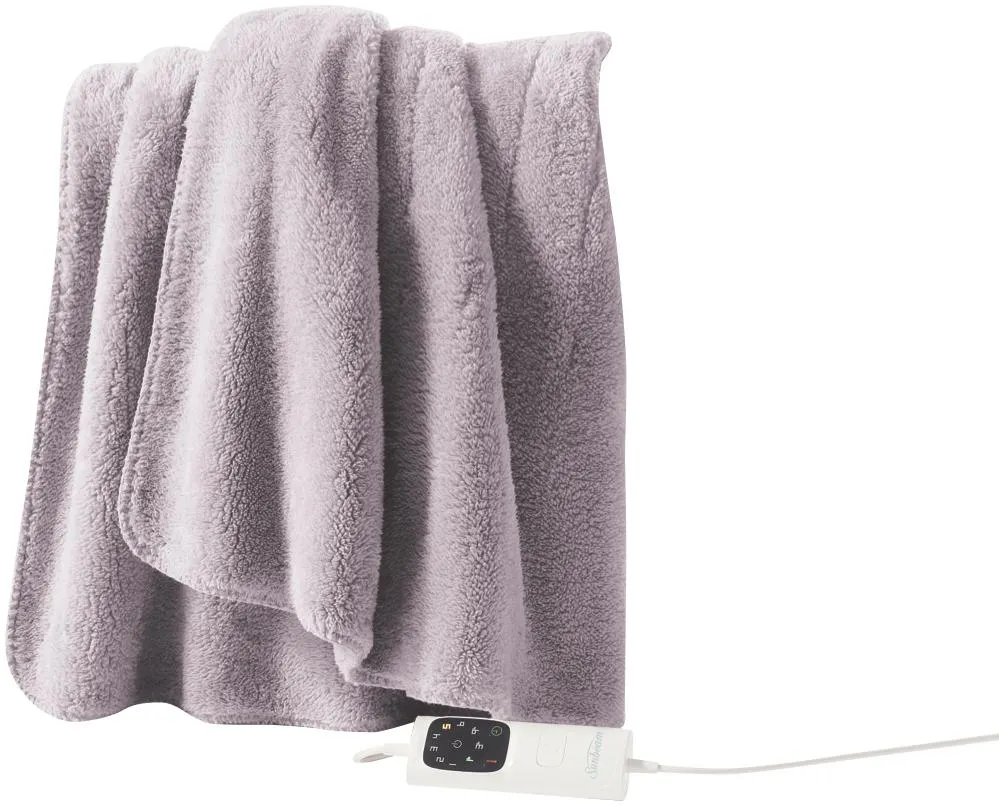 Sunbeam Throw Rug Sherpa Fleece Grey