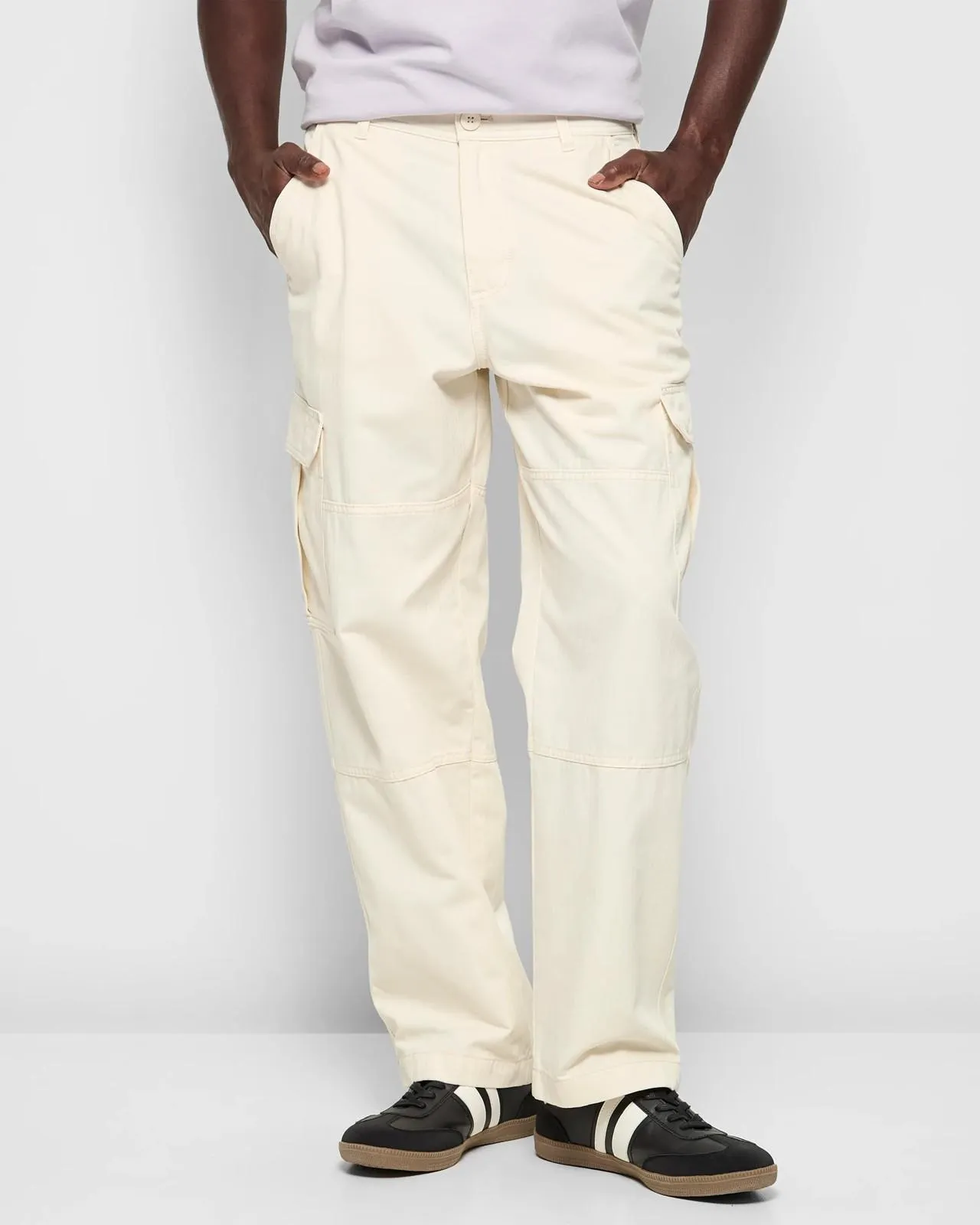 Garment Dyed Utility Wide Leg Cargo Pants - Commons - Birch