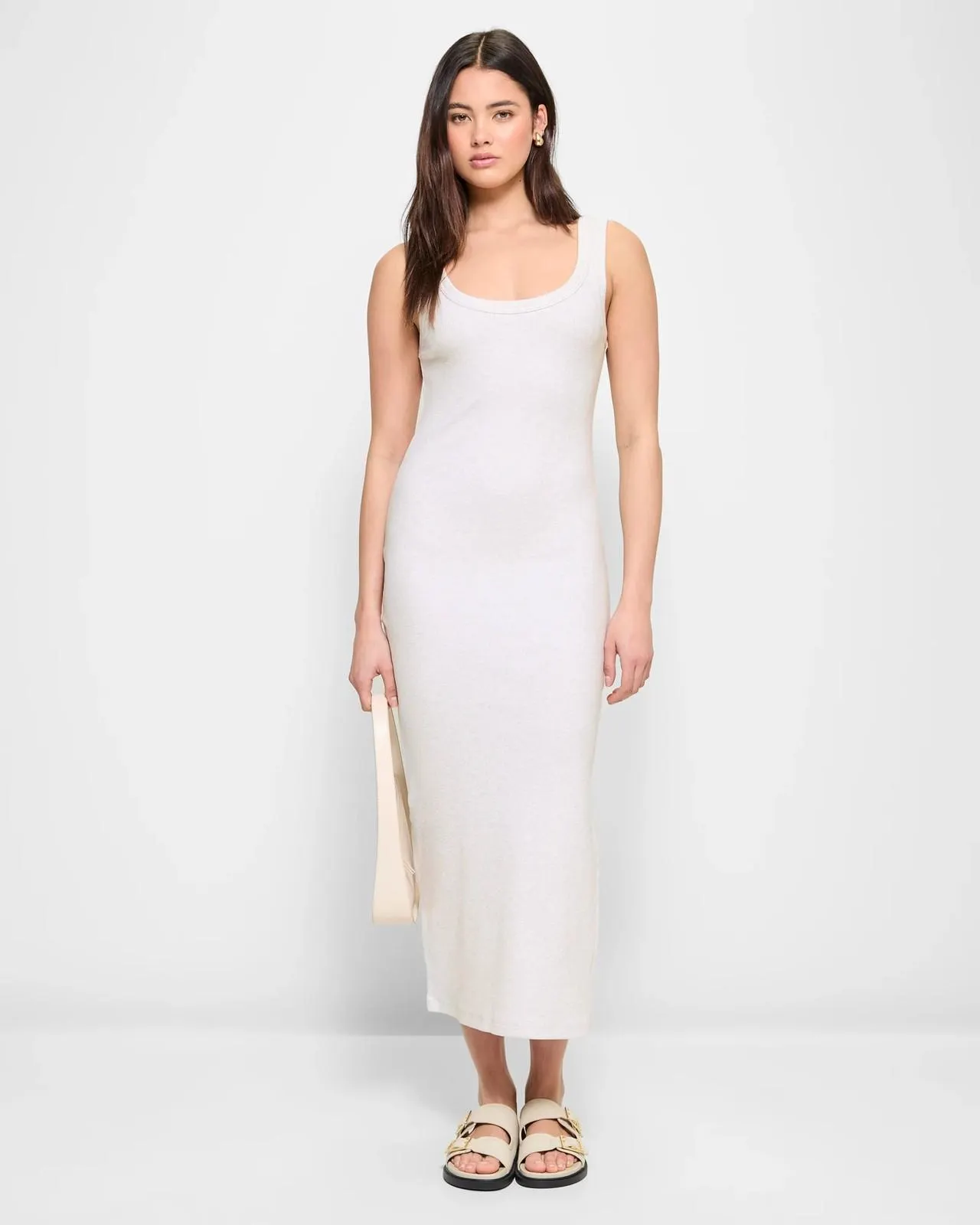 Australian Cotton Scoop Neck Rib Midi Dress - Lily Loves