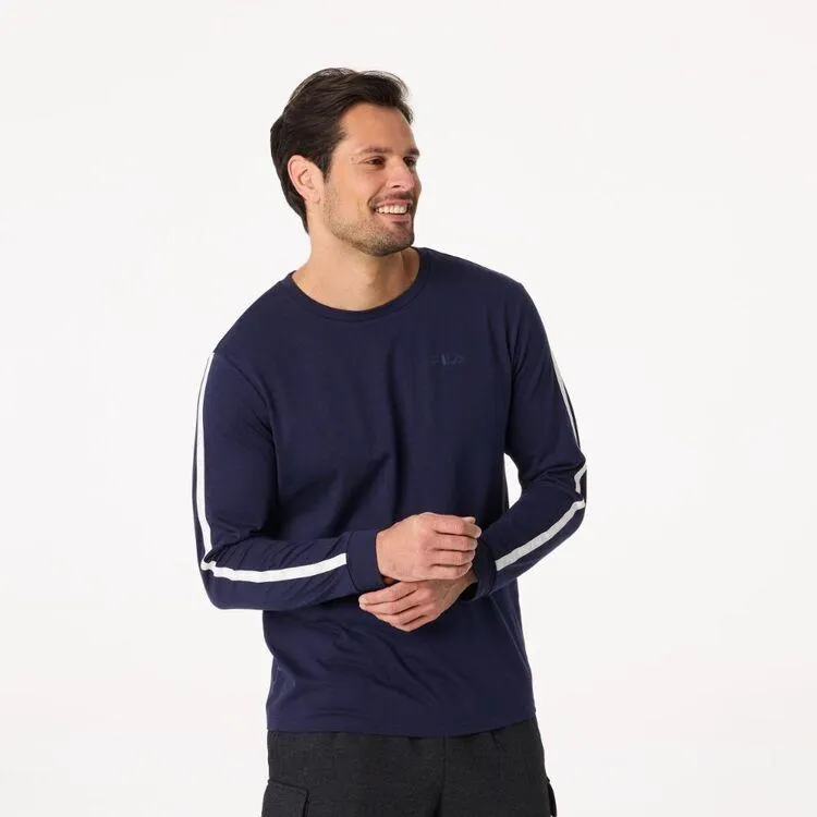 FILA Men's Leo Long Sleeve Tee With Arm Print New Navy