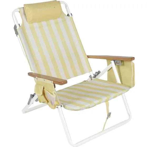 Wanderer Noosa Premium Beach Chair Yellow Stripe 150kg