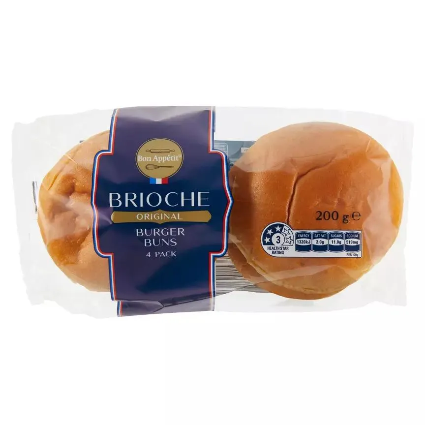 Sliced Brioche Burger Buns 4 Pack 200g