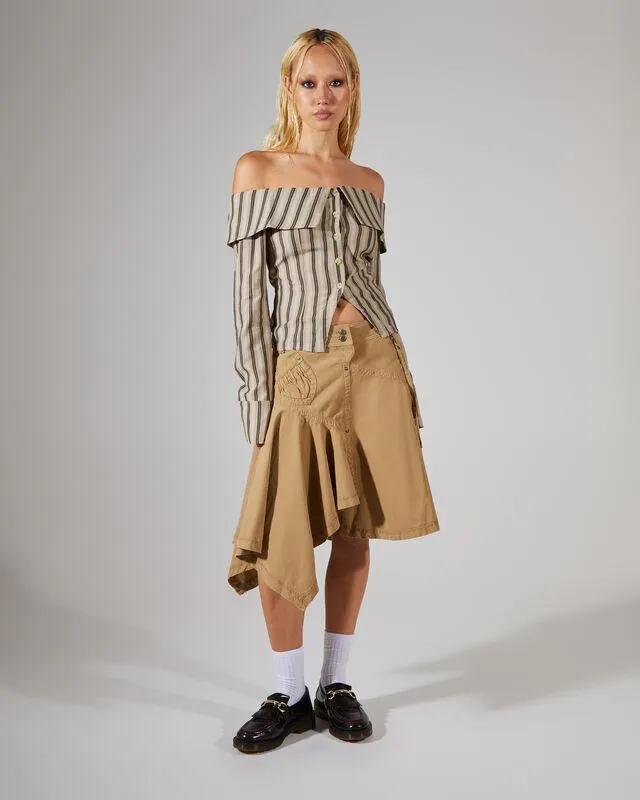 Asymmetric Choppy Cargo Skirt