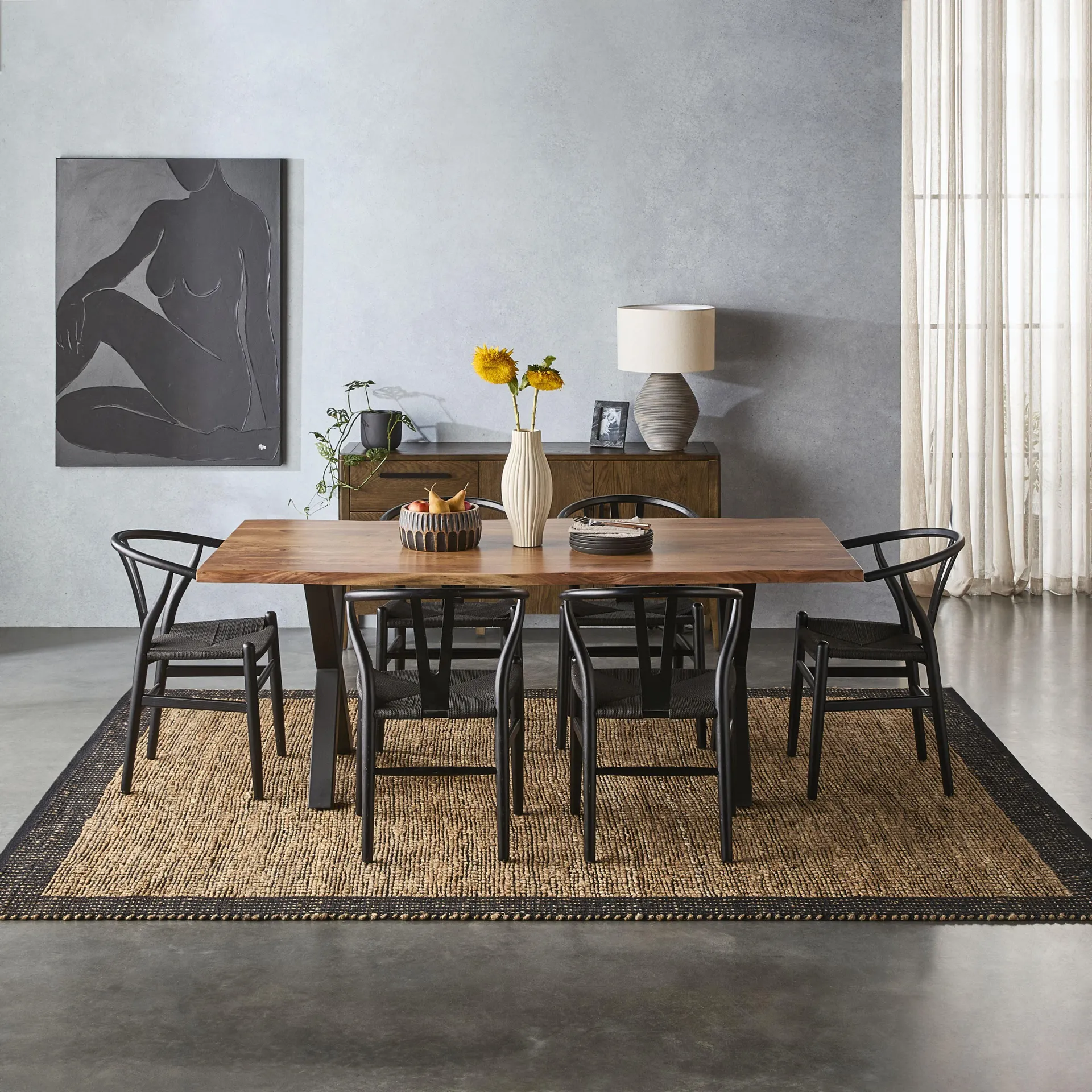 Acacia Live Edge Solid Timber Dining Table 200cm