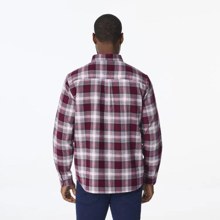 JC Lanyon Essentials Men's Reedy Printed Long Sleeve Flannelette Shirt Port