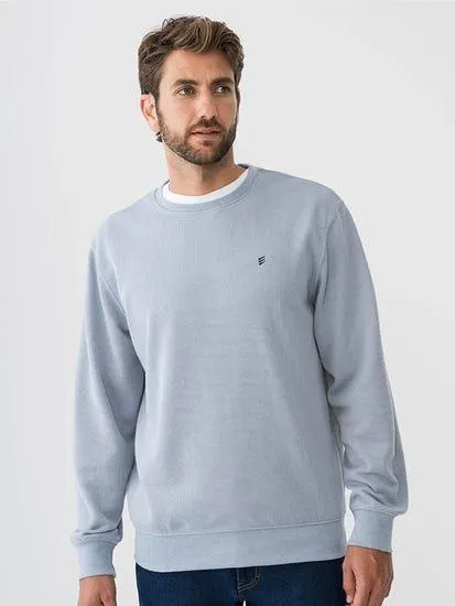 Mens Rib Crew Neck Pullover Ice