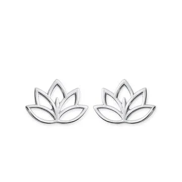 Silver Cut Out Lotus Flower Studs