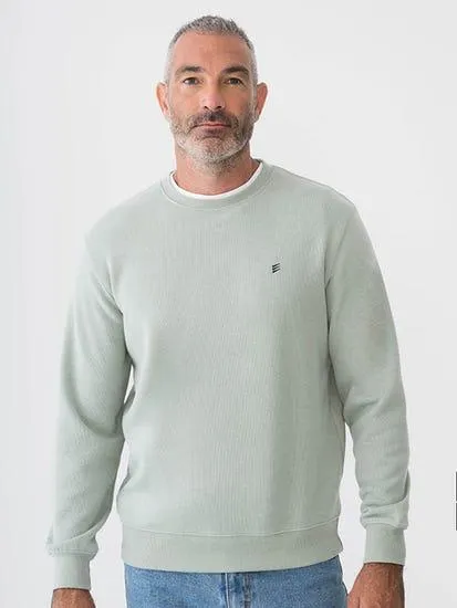 Mens Rib Crew Neck Pullover Green