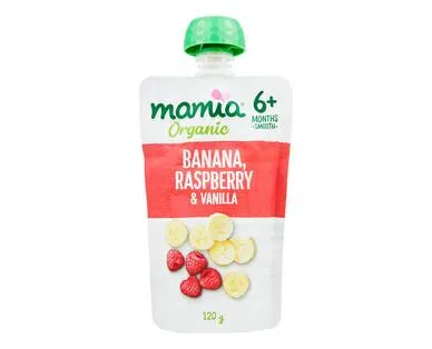 Mamia ® Organic Banana, Raspberry & Vanilla 6mth+ 120g