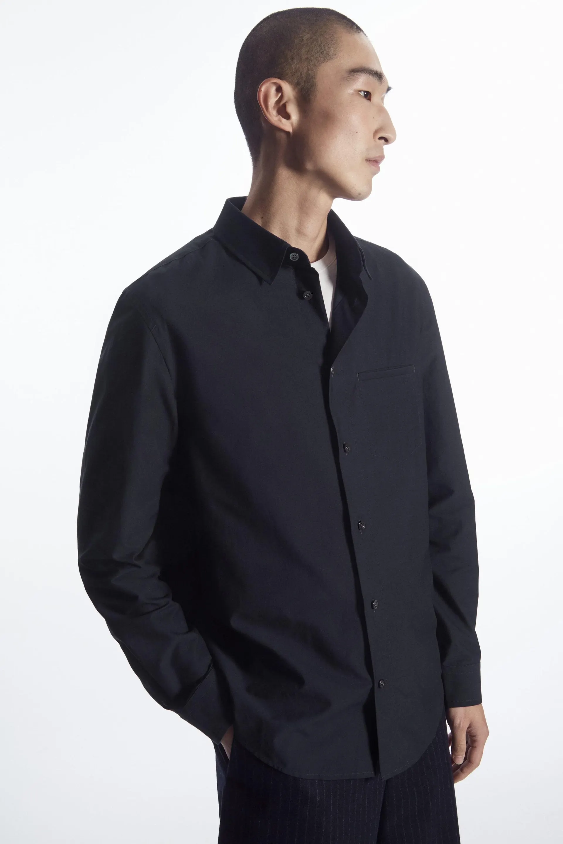 TOPSTITCHED POPLIN SHIRT