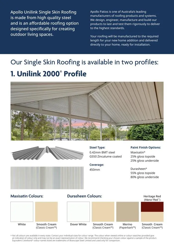 Unilink Single Skin Roofing - Catalogue valid from 3 July to 31 December 2025 - page 2