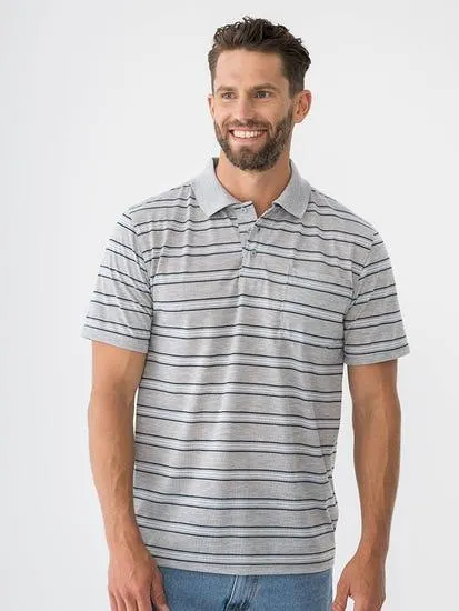 Lowes Multi Stripe Polo French Blue Navy Grey White
