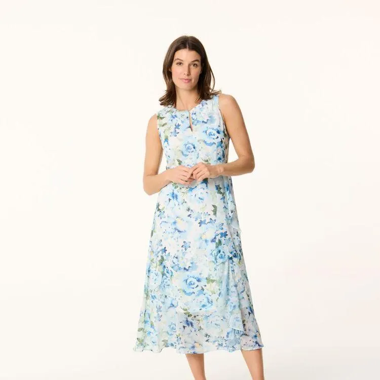 Khoko Smart Women's Frill Carnation Midi Dress Indigo