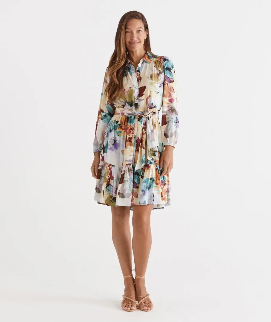 PASTEL BLOSSOM PRINT KNEE LENGTH DRESS