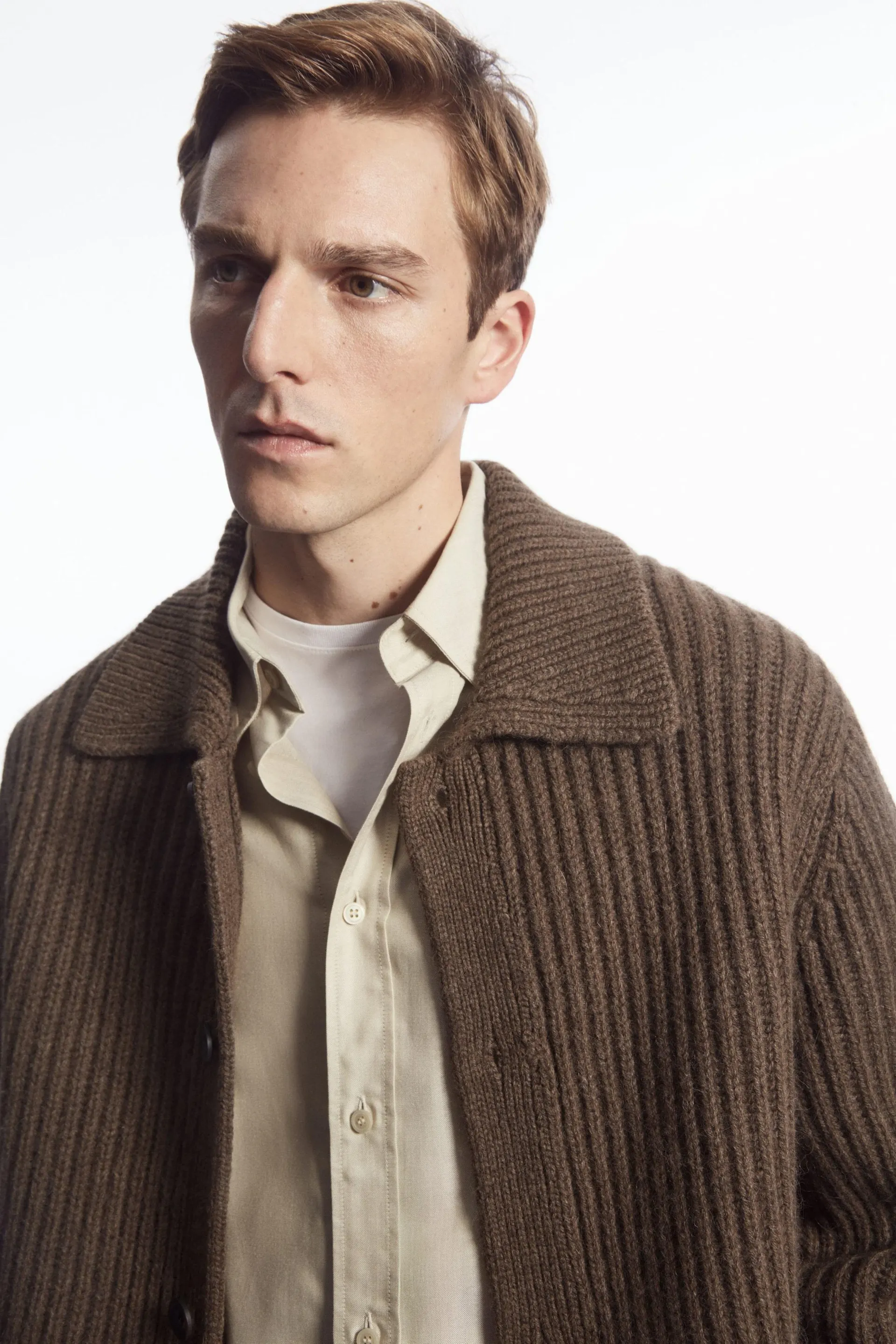 RIBBED ALPACA-BLEND CARDIGAN