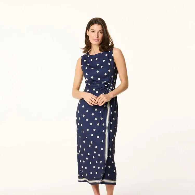Jane Lamerton Women's Twist Front Spot Dress Navy