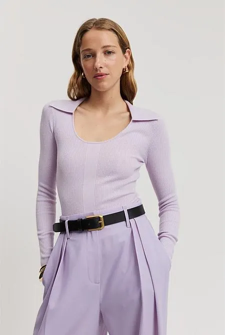 Australian Merino Wool Silk Collared Knit