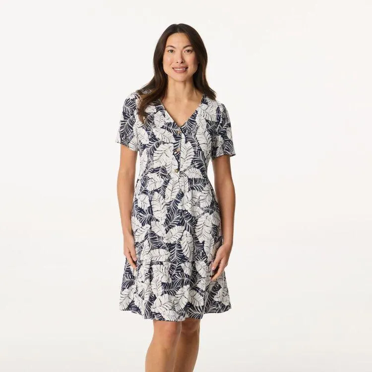 Khoko Collection Woman's Tropic Viscose Button Dress Tropic